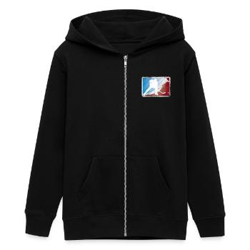 Hockey - Teens Organic Zip-up Hoodie by Stanley/Stella - black - Front - AI Model Teenager Male light (155cm)