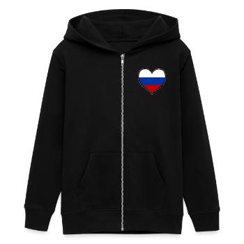Drapeau du cœur de la Russie - Veste à capuche ado bio Stanley/Stella - noir - Devant - AI Model Teenager Male light (155cm)
