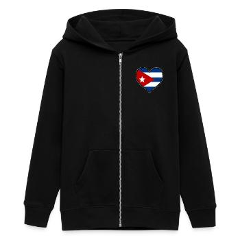 Le drapeau du Cœur de Cuba - Veste à capuche ado bio Stanley/Stella - noir - Devant - AI Model Teenager Male light (155cm)