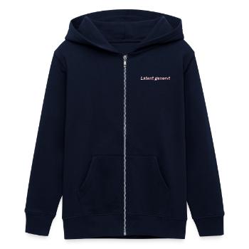 Latent genervt - Teenager Organic Kapuzenjacke Mini Cultivator von Stanley/Stella - Navy - Vorne - AI Model Teenager Male light (155cm)