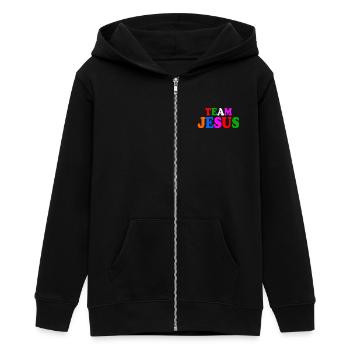 Team jesus - Veste à capuche ado bio Stanley/Stella - noir - Devant - AI Model Teenager Male light (155cm)