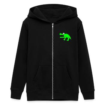 Crocodile (individual color change) - Teens Organic Zip-up Hoodie by Stanley/Stella - black - Front - AI Model Teenager Male light (155cm)