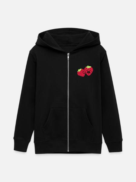 strawberry kiss - Teens Organic Zip-up Hoodie by Stanley/Stella - black