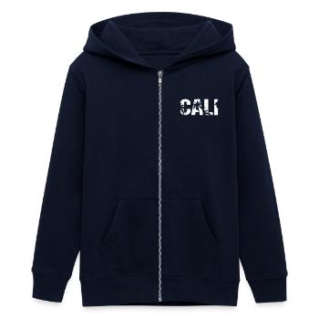 Cali Palmiers Californie - Veste à capuche ado bio Stanley/Stella - marine - Devant - AI Model Teenager Male light (155cm)