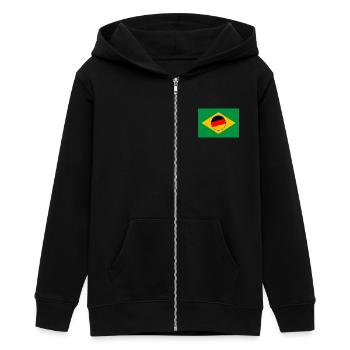 Deutschland Brasilien - Teenager Organic Kapuzenjacke Mini Cultivator von Stanley/Stella - Schwarz - Vorne - AI Model Teenager Male light (155cm)