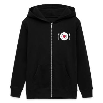 Liebe_Herz_teller_g1 - Teenager Organic Kapuzenjacke Mini Cultivator von Stanley/Stella - Schwarz - Vorne - AI Model Teenager Male light (155cm)