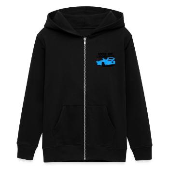 Neonblauer Sportwagen Silhouette - Teenager Organic Kapuzenjacke Mini Cultivator von Stanley/Stella - Schwarz - Vorne - AI Model Teenager Male light (155cm)