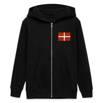 Basque flag - Teens Organic Zip-up Hoodie by Stanley/Stella - black - Front - AI Model Teenager Male light (155cm)