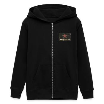 Antifaschistischer Roter Stern - Teenager Organic Kapuzenjacke Mini Cultivator von Stanley/Stella - Schwarz - Vorne - AI Model Teenager Male light (155cm)