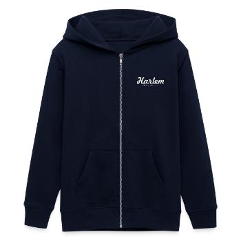 Harlem - NYC - New York City - United States - USA - Teens Organic Zip-up Hoodie by Stanley/Stella - navy - Front - AI Model Teenager Male light (155cm)