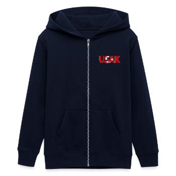 Usak Türkei Flagge - Teenager Organic Kapuzenjacke Mini Cultivator von Stanley/Stella - Navy - Vorne - AI Model Teenager Male light (155cm)