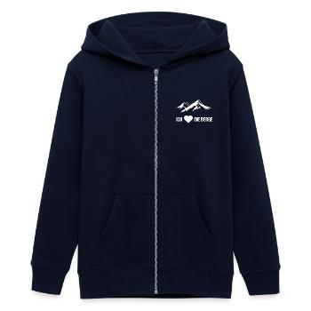 Ich liebe die Berge - Teenager Organic Kapuzenjacke Mini Cultivator von Stanley/Stella - Navy - Vorne - AI Model Teenager Male light (155cm)
