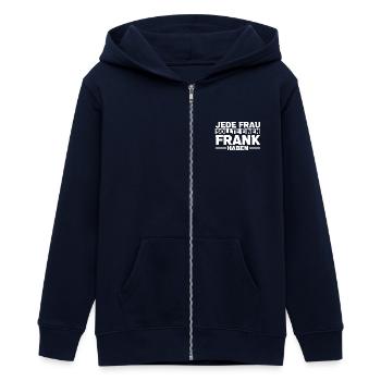 Frank - Teens Organic Zip-up Hoodie by Stanley/Stella - navy - Front - AI Model Teenager Male light (155cm)