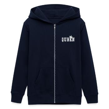 Queen front - Teens Organic Zip-up Hoodie by Stanley/Stella - navy - Front - AI Model Teenager Male light (155cm)