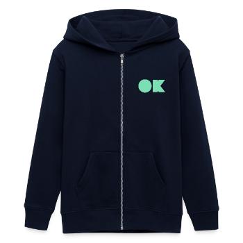 OK KPOP - Teens Organic Zip-up Hoodie by Stanley/Stella - navy - Front - AI Model Teenager Male light (155cm)