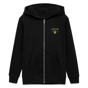 Ukraine Gloire et honneur - Veste à capuche ado bio Stanley/Stella - noir - Devant - AI Model Teenager Male light (155cm)
