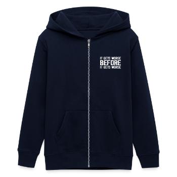 It Gets Worse Before It Gets Worse - Veste à capuche ado bio Stanley/Stella - marine - Devant - AI Model Teenager Male light (155cm)