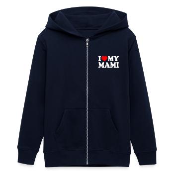 I love my mami - Teens Organic Zip-up Hoodie by Stanley/Stella - navy - Front - AI Model Teenager Male light (155cm)
