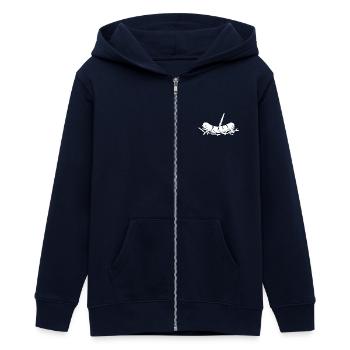 Pommes Currywurst - Teenager Organic Kapuzenjacke Mini Cultivator von Stanley/Stella - Navy - Vorne - AI Model Teenager Male light (155cm)
