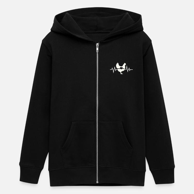 L’élevage de poulets avec un battement de cœur - Veste à capuche ado bio Stanley/Stella - noir