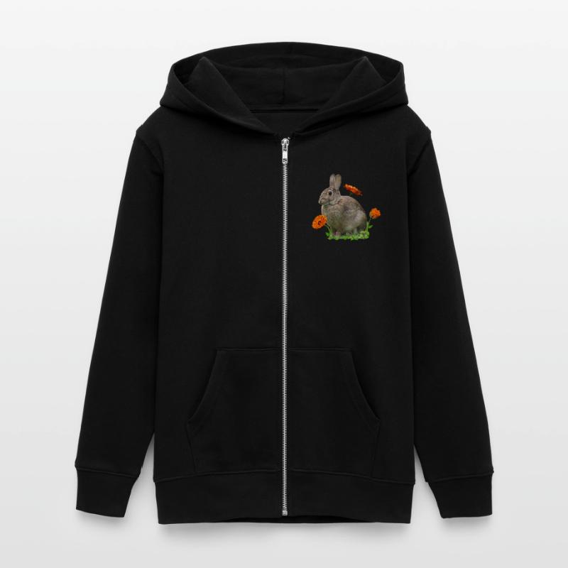 Rabbit Easter Calendula Teens Organic Zip-up Hoodie by Stanley/Stella