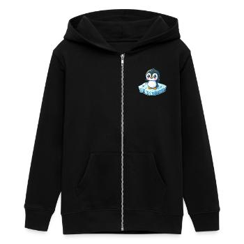Pingouin, Fonte Des Glaces, Pôle Sud - Veste à capuche ado bio Stanley/Stella - noir - Devant - AI Model Teenager Male light (155cm)