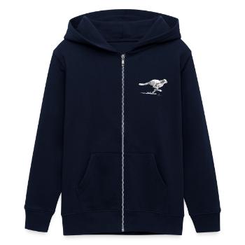 Cheetah - Teens Organic Zip-up Hoodie by Stanley/Stella - navy - Front - AI Model Teenager Male light (155cm)