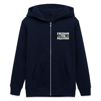 Freedom for palestine - Teens Organic Zip-up Hoodie by Stanley/Stella - navy - Front - AI Model Teenager Male light (155cm)