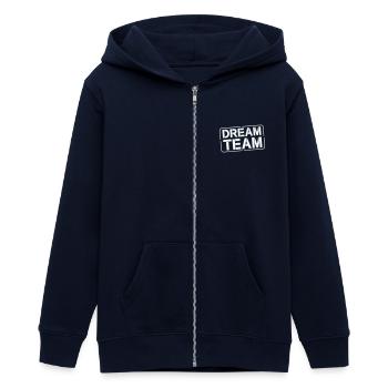 Dream Team - Teens Organic Zip-up Hoodie by Stanley/Stella - navy - Front - AI Model Teenager Male light (155cm)