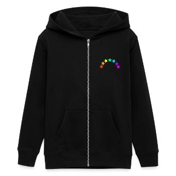 Colorful Stars - Rainbow Gradient - Teens Organic Zip-up Hoodie by Stanley/Stella - black - Front - AI Model Teenager Male light (155cm)