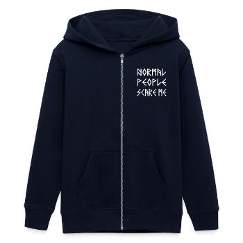 Normal People Scare Me - Veste à capuche ado bio Stanley/Stella - marine - Devant - AI Model Teenager Male light (155cm)
