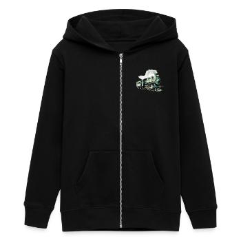 Polygonale Pracht: Die kunstvolle Dampflok - Teenager Organic Kapuzenjacke Mini Cultivator von Stanley/Stella - Schwarz - Vorne - AI Model Teenager Male light (155cm)