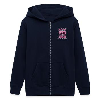 Vintage Jahrgang 1929 Hergestellt im Jahr 1929 96 Jahre alt. Art_20 - Teenager Organic Kapuzenjacke Mini Cultivator von Stanley/Stella - Navy - Vorne - AI Model Teenager Male light (155cm)
