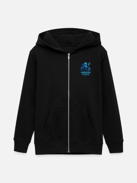 Merkids Power - Teens Organic Zip-up Hoodie by Stanley/Stella - black