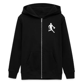 Basketball Spieler Silhouette Dribbling Streetball - Teenager Organic Kapuzenjacke Mini Cultivator von Stanley/Stella - Schwarz - Vorne - AI Model Teenager Male light (155cm)