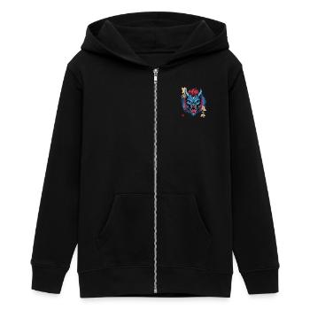 Yeti Blue Oni - Teens Organic Zip-up Hoodie by Stanley/Stella - black - Front - AI Model Teenager Male light (155cm)