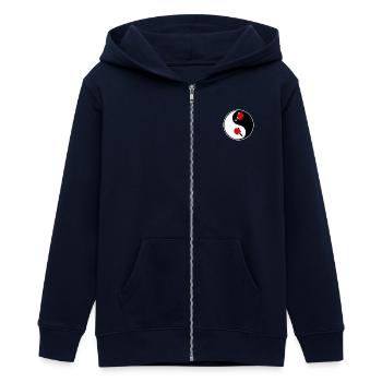 ping pong, yin yang team - Teenager Organic Kapuzenjacke Mini Cultivator von Stanley/Stella - Navy - Vorne - AI Model Teenager Male light (155cm)