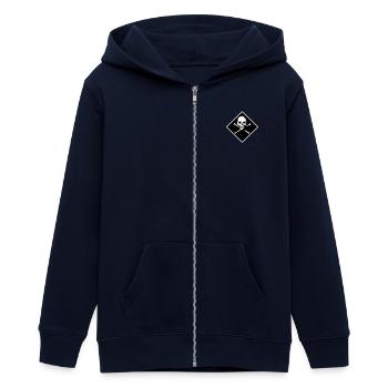 Schädel und Knochen - Teenager Organic Kapuzenjacke Mini Cultivator von Stanley/Stella - Navy - Vorne - AI Model Teenager Male light (155cm)
