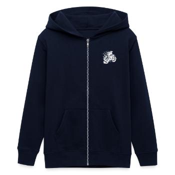 Adventure Sports Motocross Hobby Style Drawing - Teens Organic Zip-up Hoodie by Stanley/Stella - navy - Front - AI Model Teenager Male light (155cm)