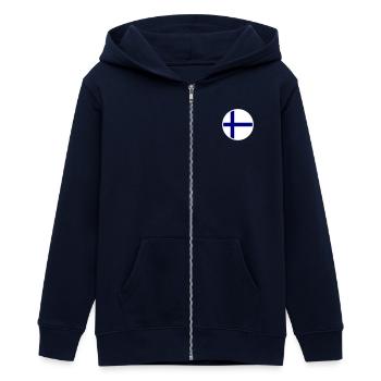 Finnland Fahne Flagge - Teenager Organic Kapuzenjacke Mini Cultivator von Stanley/Stella - Navy - Vorne - AI Model Teenager Male light (155cm)