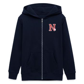 Letter n heart - Teens Organic Zip-up Hoodie by Stanley/Stella - navy - Front - AI Model Teenager Male light (155cm)