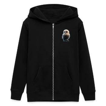3D Eule - Teenager Organic Kapuzenjacke Mini Cultivator von Stanley/Stella - Schwarz - Vorne - AI Model Teenager Male light (155cm)