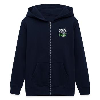 Frog Toad - Teens Organic Zip-up Hoodie by Stanley/Stella - navy - Front - AI Model Teenager Male light (155cm)