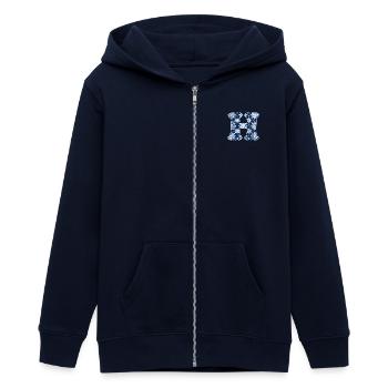 Letter H Snowflakes - Teens Organic Zip-up Hoodie by Stanley/Stella - navy - Front - AI Model Teenager Male light (155cm)
