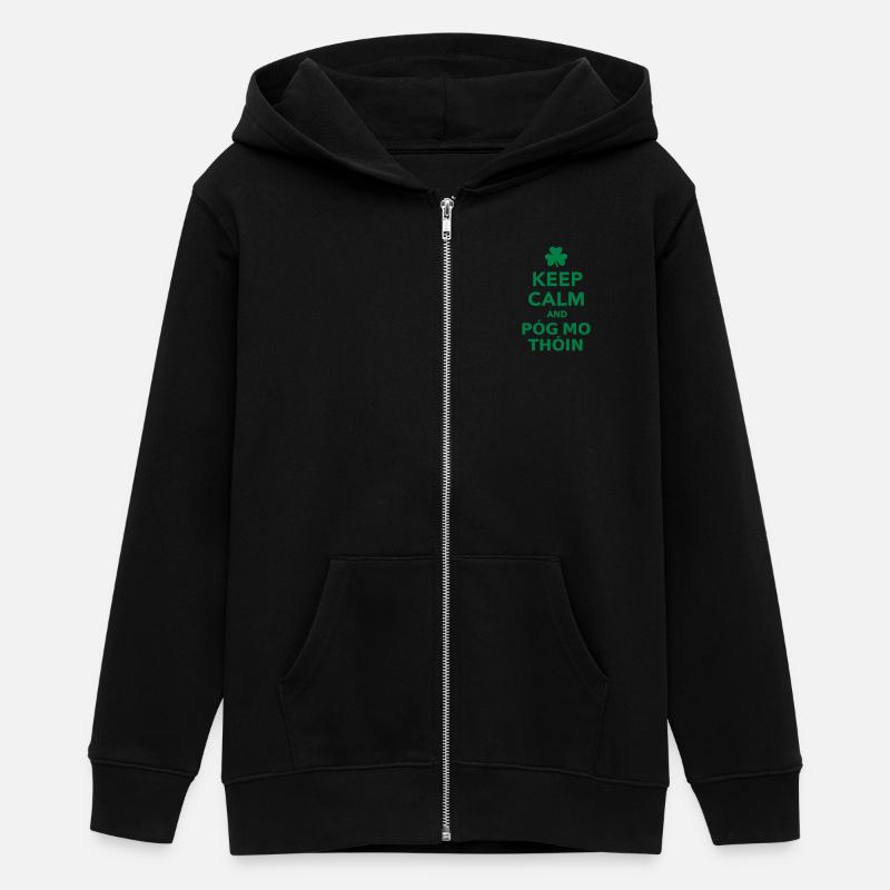 Keep calm and Póg thóin - Veste à capuche ado bio Stanley/Stella - noir