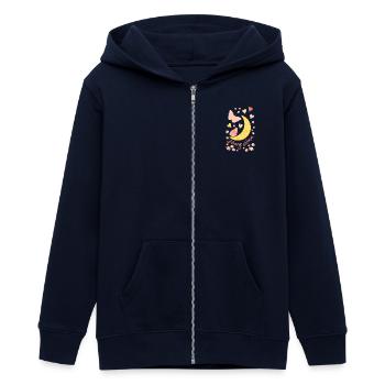 Lune de miel avec fleurs de coeur de lune et papillons - Veste à capuche ado bio Stanley/Stella - marine - Devant - AI Model Teenager Male light (155cm)