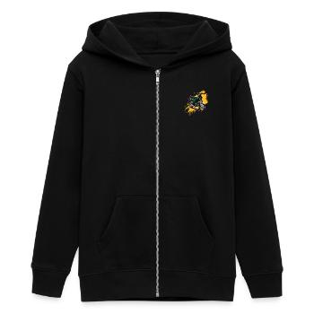 S51 (grün) // Illustration - Teenager Organic Kapuzenjacke Mini Cultivator von Stanley/Stella - Schwarz - Vorne - AI Model Teenager Male light (155cm)