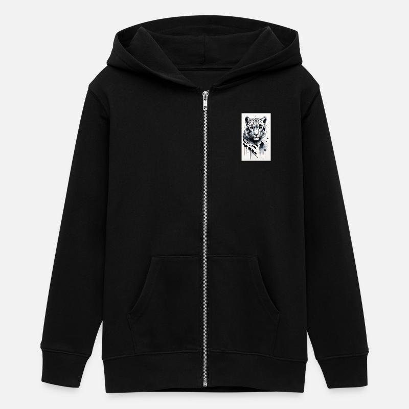 Léopard des neiges | Léopard | Prédateur - Veste à capuche ado bio Stanley/Stella - noir