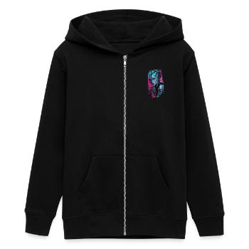 Cyber girl bleu néon - Veste à capuche ado bio Stanley/Stella - noir - Devant - AI Model Teenager Male light (155cm)