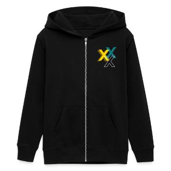 Lettre X - Veste à capuche ado bio Stanley/Stella - noir - Devant - AI Model Teenager Male light (155cm)